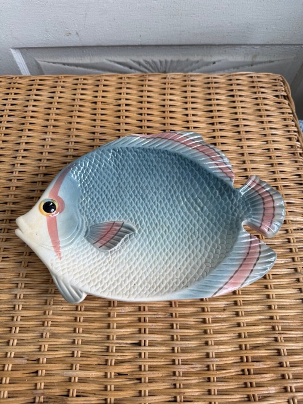 Vintage 1990's Fitz & Floyd Fish Market Plate Blue Coral Fish Cottage Beach